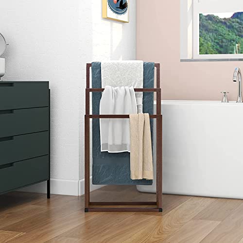 Indian Decor 21579 Space Saving Freestanding Towel Stand Brown Floor Standing Towel Stand/Bath Organizer/Towel Drying Rack 45 X 22 X 86 - Brown - Metal - Image 3