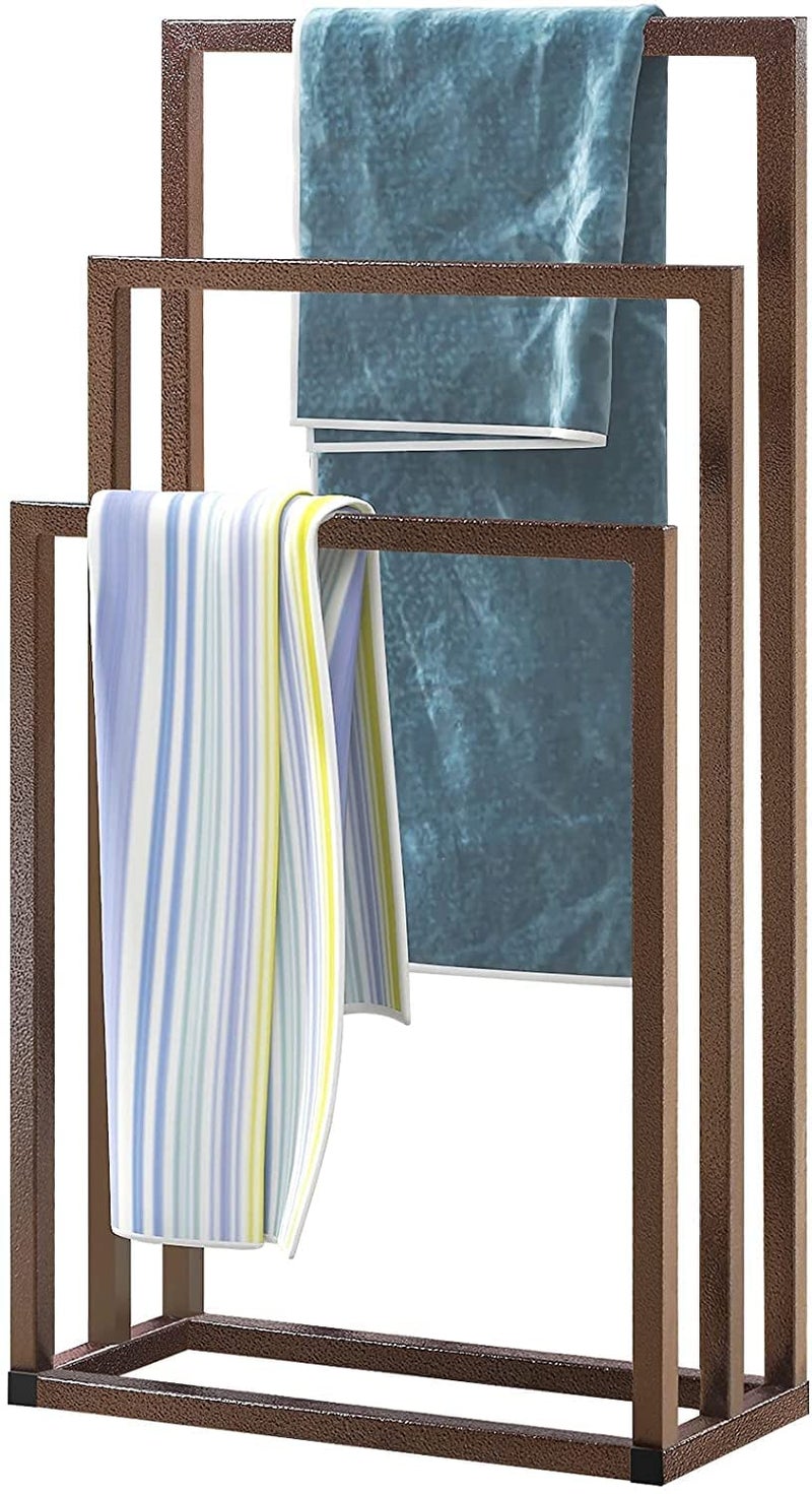 Indian Decor 21579 Space Saving Freestanding Towel Stand Brown Floor Standing Towel Stand/Bath Organizer/Towel Drying Rack 45 X 22 X 86 - Brown - Metal - Image 2