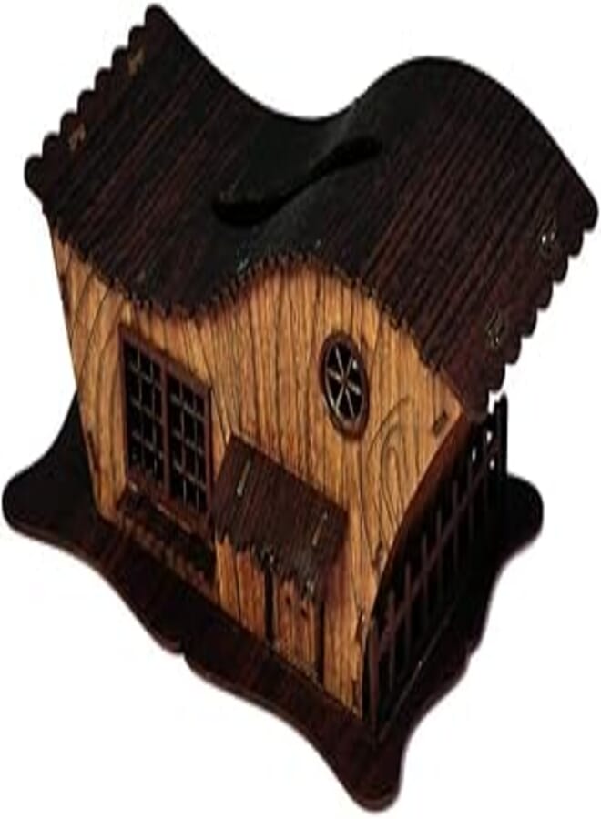 Laser MDF Wooden House Design Tissue Box