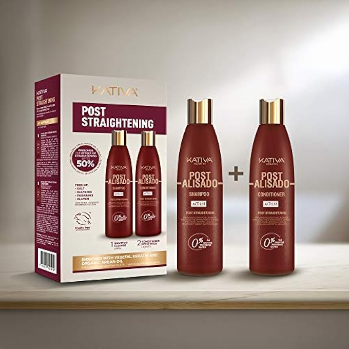 Kativa شامبو + بلسم + سيروم كيراتين بعد فرد الشعر (8.45 أونصة سائلة) يساعد في إطالة النتائج بعد علاج الفرد لشعر سهل التحكم، لامع وناعم، خالي من الجلوتين، خالي من الكبريتات والبارابين - Image 2