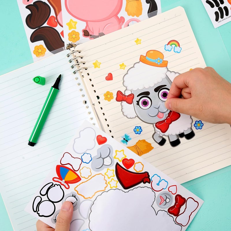 JOYIN 24PCS 9"x6" Make a face Stickers for Kids, Make Your Own Farm Animal Stickers, Party Favors Kids Crafts, Goodie Bags Stuffers, Classroom Rewards - Image 5