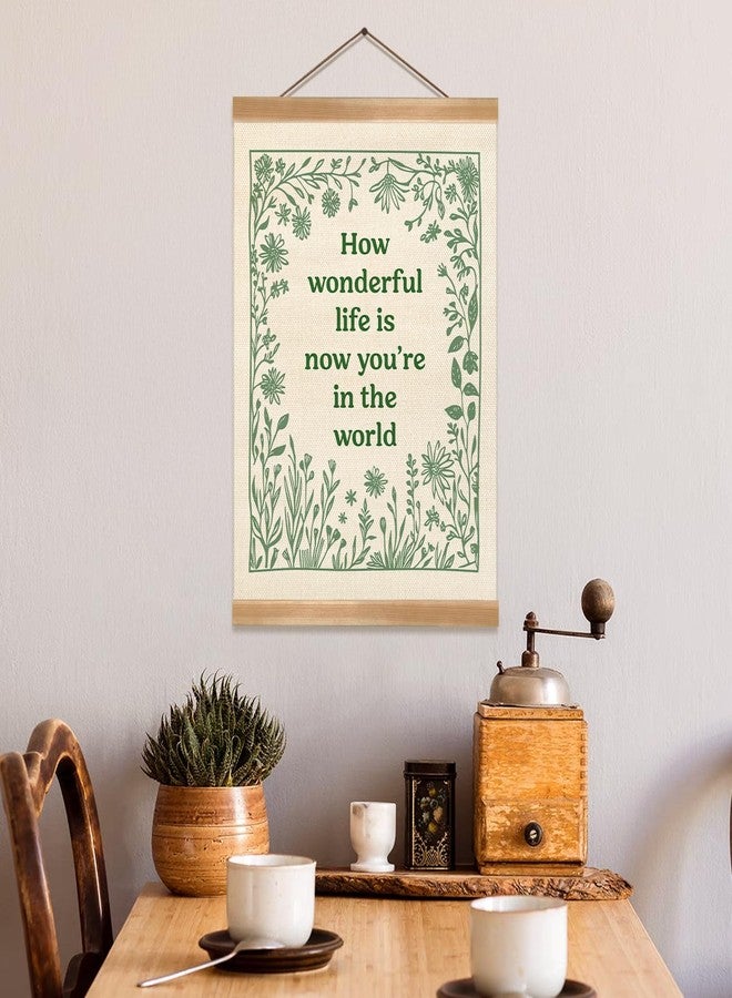 ZTGDA Boho Wall Art Poster - Abstract Watercolor Canvas Print, Linen Hanging Banner Wall Decor for Nursery Playroom Kids Room,Vintage Aesthetic Home & Office Decor (How wonderful-green) - Image 5