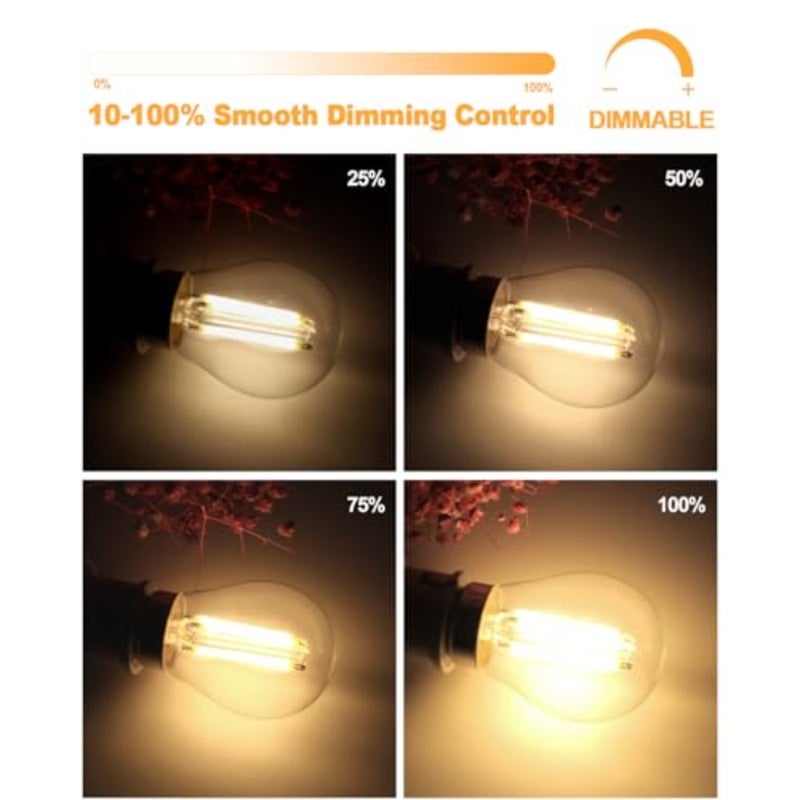 Dimmable LED Bulbs 6W 60W Equivalent AC220-240V Soft Warm White 2700K G45 Golf Ball Bulbs, E27 Edison Screw Base LED Filament Bulb for Ceiling Fan, Pendant Light, 10 Pack - Image 3