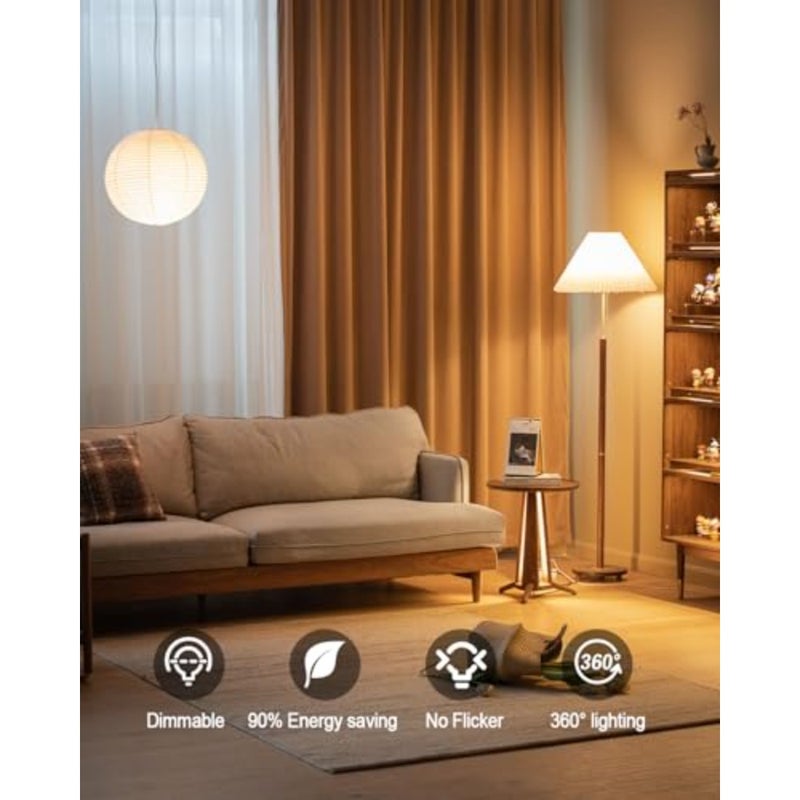 Dimmable LED Bulbs 6W 60W Equivalent AC220-240V Soft Warm White 2700K G45 Golf Ball Bulbs, E27 Edison Screw Base LED Filament Bulb for Ceiling Fan, Pendant Light, 10 Pack - Image 2