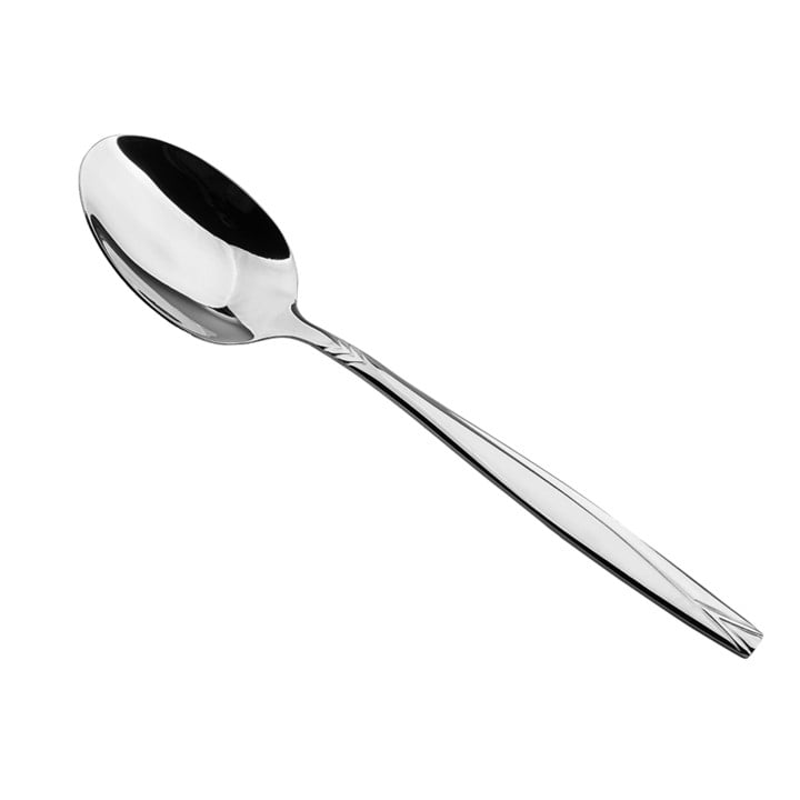 Bister 6-Piece Dessert Spoon Set Stainless Steel - Silver Cutlery with Twisted Handle Design, Premium Kitchen Tableware for Home & Parties