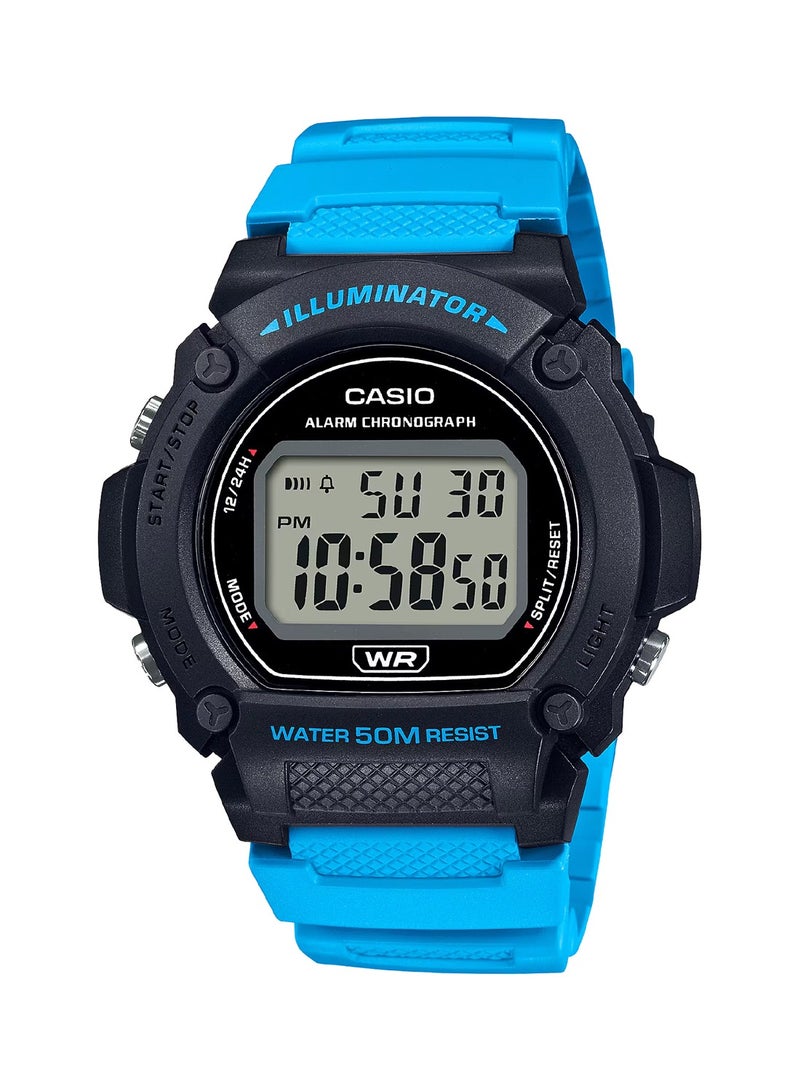 CASIO Hexagon Shape Digital Resin Wrist Watch W-219H-2A2VDF - 44mm - Blue - Image 1