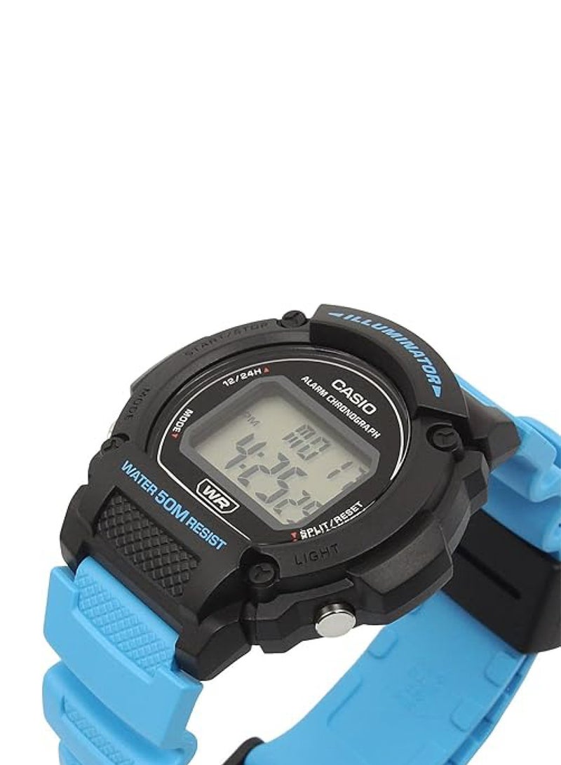 CASIO Hexagon Shape Digital Resin Wrist Watch W-219H-2A2VDF - 44mm - Blue - Image 2