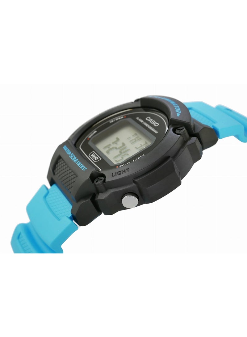 CASIO Hexagon Shape Digital Resin Wrist Watch W-219H-2A2VDF - 44mm - Blue - Image 3