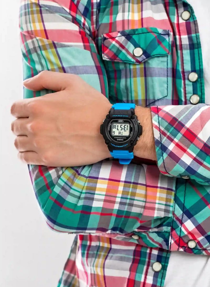 CASIO Hexagon Shape Digital Resin Wrist Watch W-219H-2A2VDF - 44mm - Blue - Image 5