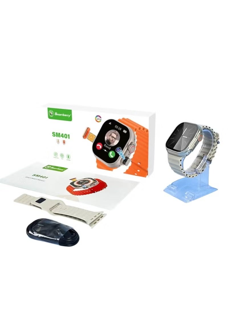 Smartbarry ساعة SM401 الذكية 4G بشاشة تعمل باللمس HD مقاس 2.2 بوصة، فتحة بطاقة SIM، كاميرا مدمجة، متتبع للياقة البدنية مع مراقب لمعدل ضربات القلب، تنبيهات للمكالمات والرسائل، أوضاع رياضية متعددة للرجال والنساء - أسود - Image 2