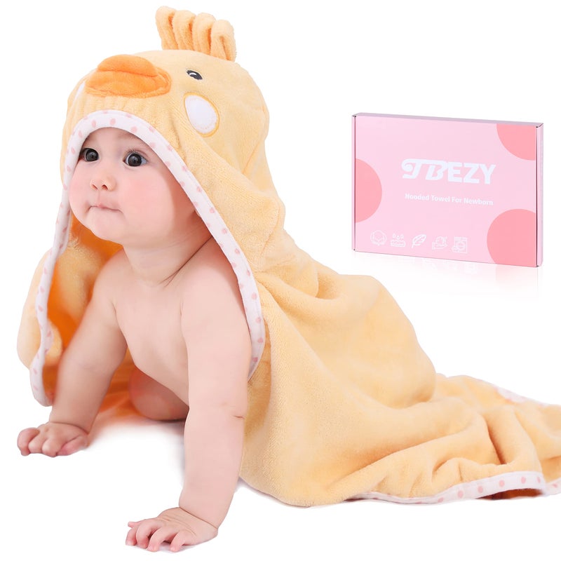 TBEZY Baby Hooded Towel with Unique Animal Design Ultra Soft Thick Cotton Bath Towel for Newborn Chick