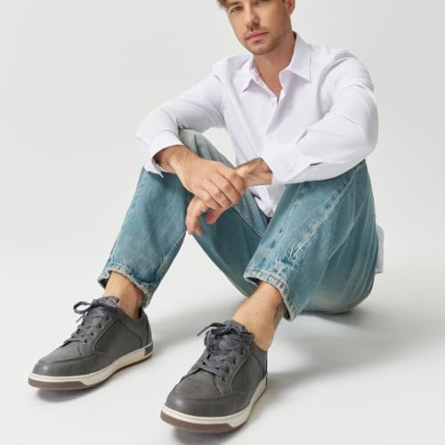 Jousen Men's Sneakers Classic Retro Casual Shoes for Men Breathable Business Dress Sneaker (A81Q07 Grey 10.5) - Image 2