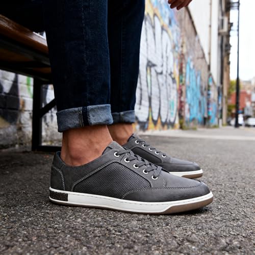 Jousen Men's Sneakers Classic Retro Casual Shoes for Men Breathable Business Dress Sneaker (A81Q07 Grey 10.5) - Image 3