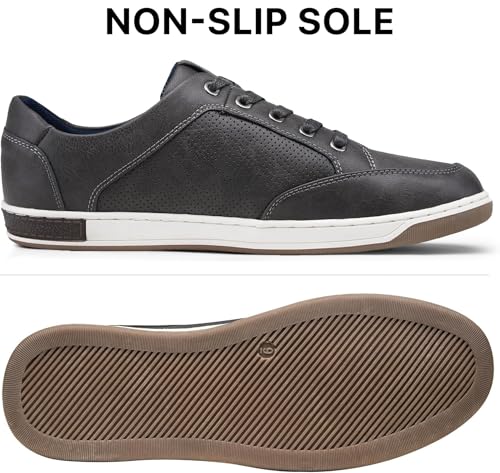 Jousen Men's Sneakers Classic Retro Casual Shoes for Men Breathable Business Dress Sneaker (A81Q07 Grey 10.5) - Image 4