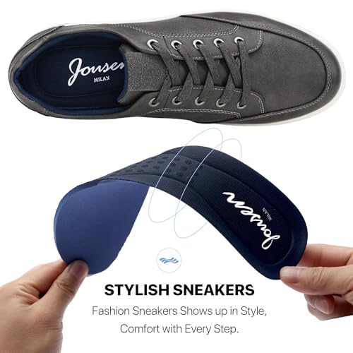 Jousen Men's Sneakers Classic Retro Casual Shoes for Men Breathable Business Dress Sneaker (A81Q07 Grey 10.5) - Image 5