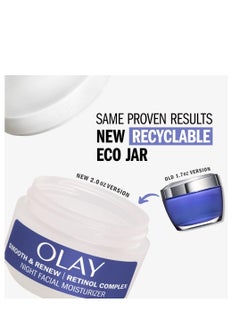 Olay Olay Smooth & Renew Retinol Face Moisturizer, 2 oz Fragrance Free Night Cream for Fine Lines and Wrinkles with Retinoid Complex, Recyclable Eco Jar Packaging, Value Size  - Image 5