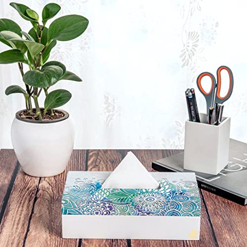 BRAHMA DESIGN Tissue Paper Holder | Abstract Flowers | Wooden Tissue Paper Box & Tissue Holder | Tissue Box for Home | Car Tissue Holder | Refillable Tissue Box for Car | Size 9" x 5" x 2.75" - Image 4