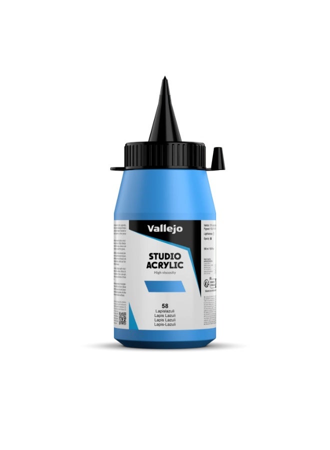 فاليجو ألوان أكريليك احترافية للفنانين والاستوديوهات - لازورد، صبغة عالية، تغطية سلسة على القماش والخشب - 500 مل