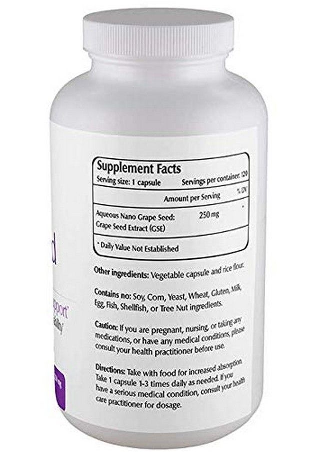 One Planet Nutrition - Nano Grape Seed Extract (Gse) Grapeseed Extract Capsules Grapeseed Extract Grape Seed Vitamin Made From Dried & Pulverized Grape Seeds 120 Capsules 250 Mg - Image 1