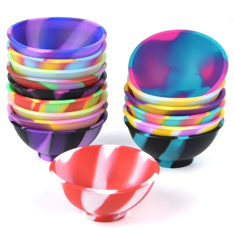 Coopay 16 Pieces Mini Silicone Pinch Bowls Multicolor Heat Resistant Snack Bowls Prep and Serve Bowls Unbreakable Flexible 175 Oz Stripe Colors