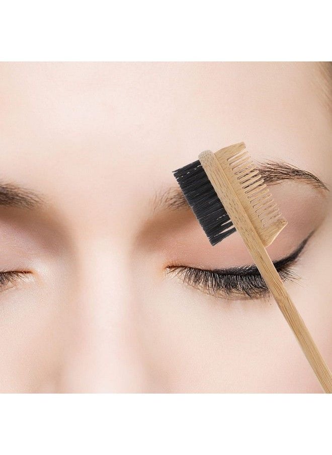 Beaupretty Dual Comb Brow Brush Wooden Eyelash Comb Groomer Makeup Eye Brow Brush Eyelash Dual Comb Steel Teeth Cosmetic Makeup Beauty Tool For Women Girls Wood Black  - Image 3