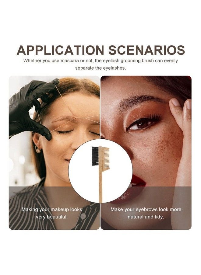 Beaupretty Dual Comb Brow Brush Wooden Eyelash Comb Groomer Makeup Eye Brow Brush Eyelash Dual Comb Steel Teeth Cosmetic Makeup Beauty Tool For Women Girls Wood Black  - Image 5