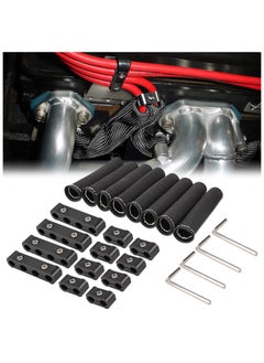 SYOSI 12pc Car Engine Spark Plug Wire Separator Divider Set & 8pc Spark Plug Wire Boots Protector Heat Sheild Sleeve, 8mm 9mm 10mm Spark Plug Wire Clamp Holder Aluminum Alloy Ignition Wire Divider  - Image 1