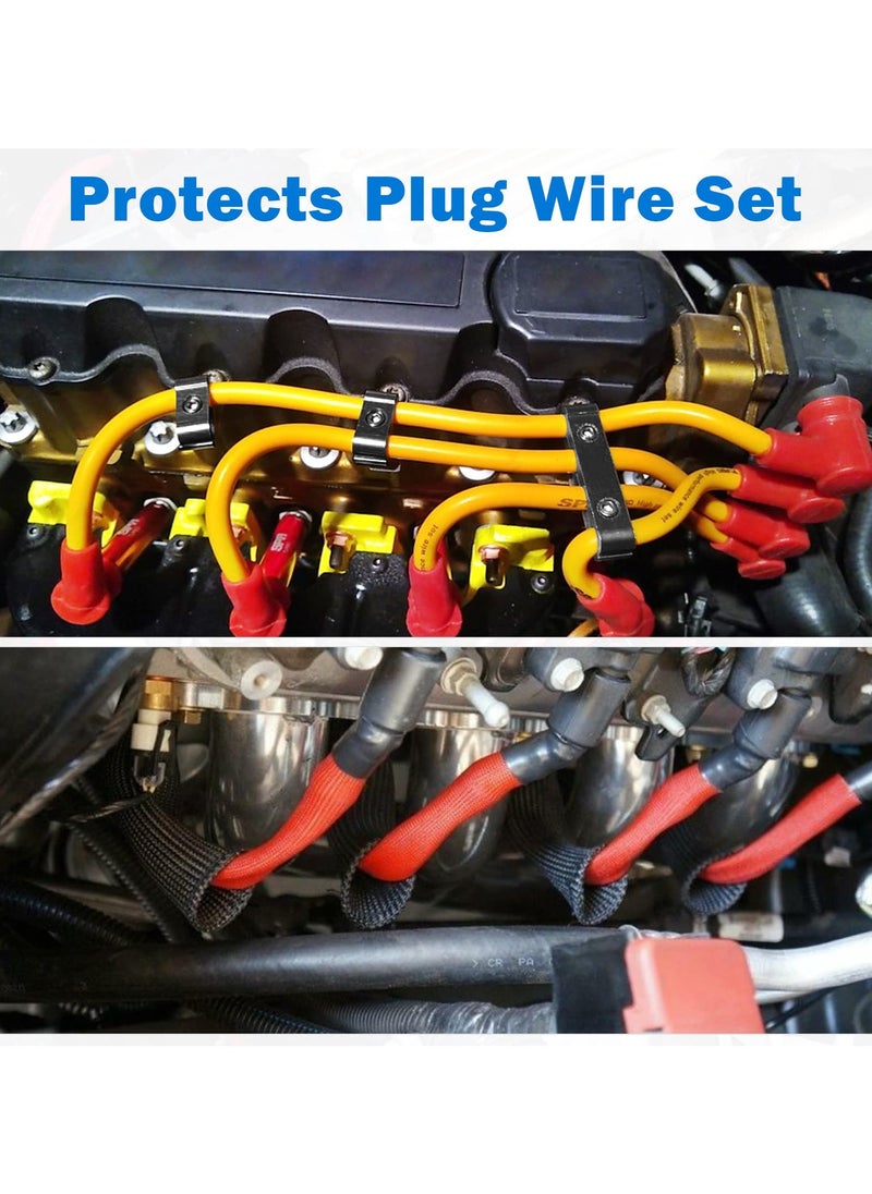 SYOSI - 12pc Car Engine Spark Plug Wire Separator Divider Set & 8pc Spark Plug Wire Boots Protector Heat Sheild Sleeve, 8mm 9mm 10mm Spark Plug Wire Clamp Holder Aluminum Alloy Ignition Wire Divider - Image 1