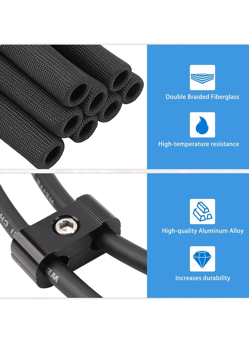 SYOSI - 12pc Car Engine Spark Plug Wire Separator Divider Set & 8pc Spark Plug Wire Boots Protector Heat Sheild Sleeve, 8mm 9mm 10mm Spark Plug Wire Clamp Holder Aluminum Alloy Ignition Wire Divider - Image 1
