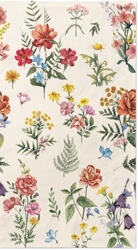 LINHAXM 100 Flower Napkins Watercolor Floral Vintage Wild Flower Disposable Hand Towels Decorative Paper Guest for Bathroom Toilet Powder Room Wedding Birthday Bridal Party Decor - Image 1
