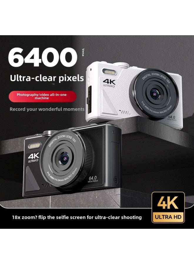 Generic 64.0million Pixel Student Digital Camera Flip Screen Wifi Transmission Mobile Phone Retro Beauty Selfie Ccd-Body Color:Moonlight White + 64.0million Pixels + Selfie Mobile Phone - Package 1  - Image 4