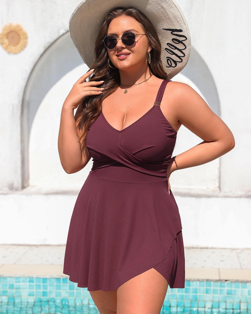 Charmo Plus Size Swimsuit for Women One Piece Tummy Control Modest Bathing Suits Twist Flowy Split Swim Dress Fuchsia 2X - Image 4
