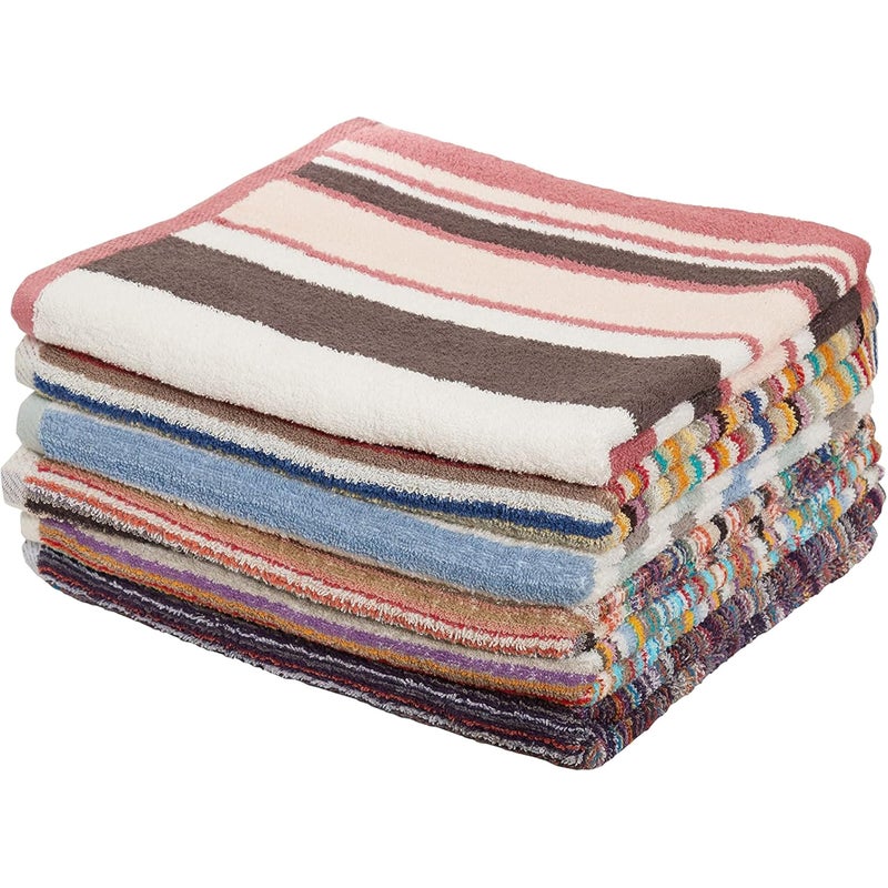 Olivia Rocco Pack Of 6 Stripe Towels Easy Care 100 Cotton Colourful Absorbent And Quick Dry Hand Towels Bath Sheets Holiday Gym Beach 6 x Bath Sheets