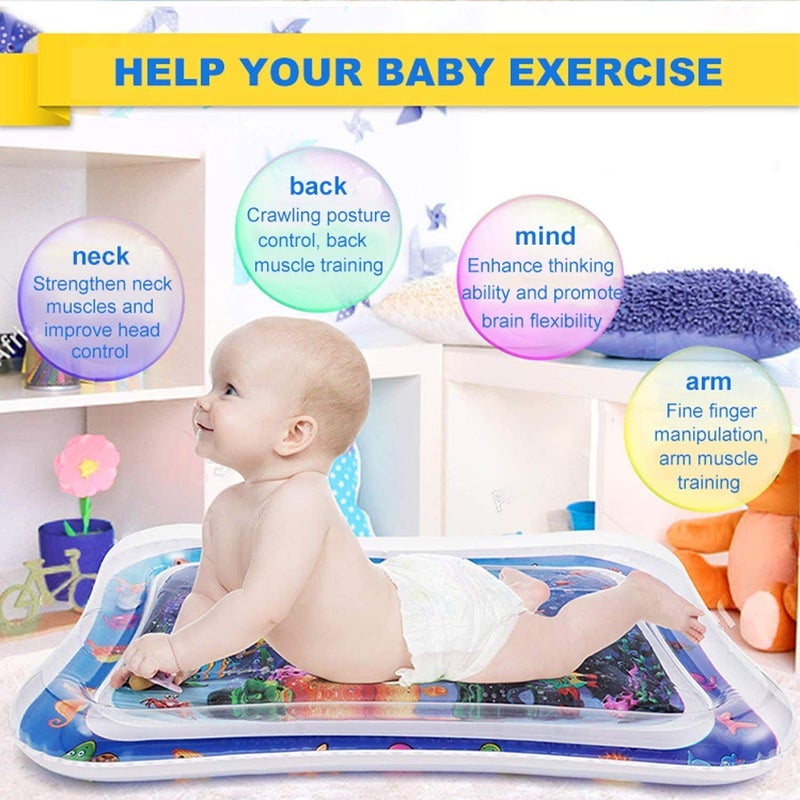 Jestilo Tummy Time Water Mat, Sensory Playmat for Babies 3-9 Months, Blue - Image 2