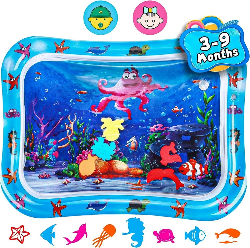 Jestilo Tummy Time Water Mat, Sensory Playmat for Babies 3-9 Months, Blue - Image 1