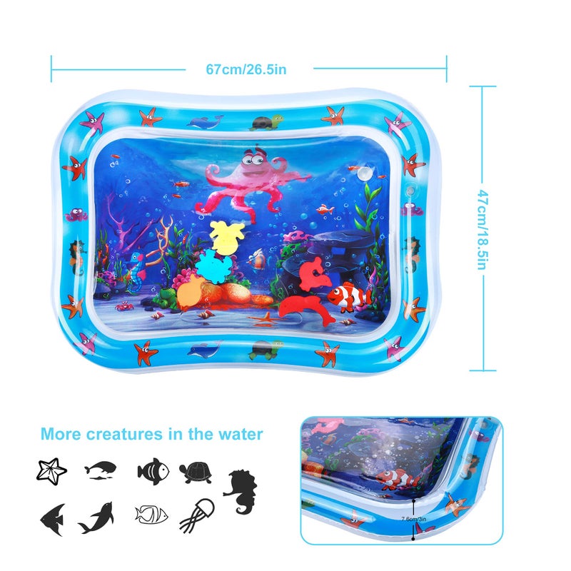 Jestilo Tummy Time Water Mat, Sensory Playmat for Babies 3-9 Months, Blue - Image 3