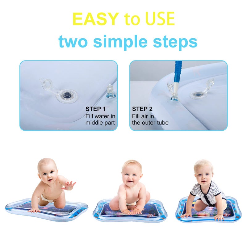 Jestilo Tummy Time Water Mat, Sensory Playmat for Babies 3-9 Months, Blue - Image 5