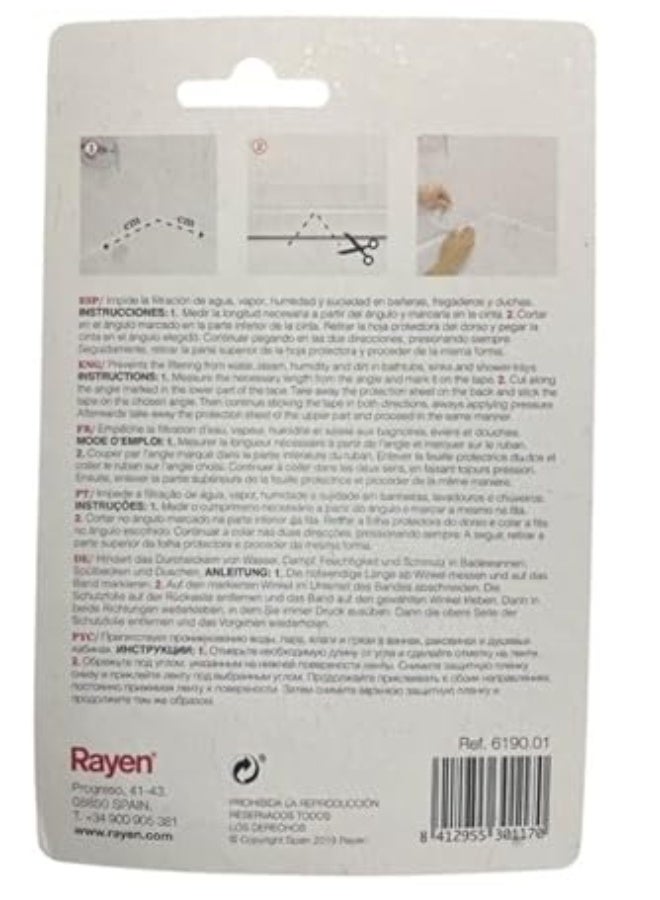 ريان شريط الإحكام المائي للحمّامات — موديل 6190.01 هو شريط لاصق مانع للتسرب، صُنع ليمنع تسرب المياه والرطوبة والبخار والأوساخ في المناطق الرطبة كالمراحيض أو المطابخ. - Image 4