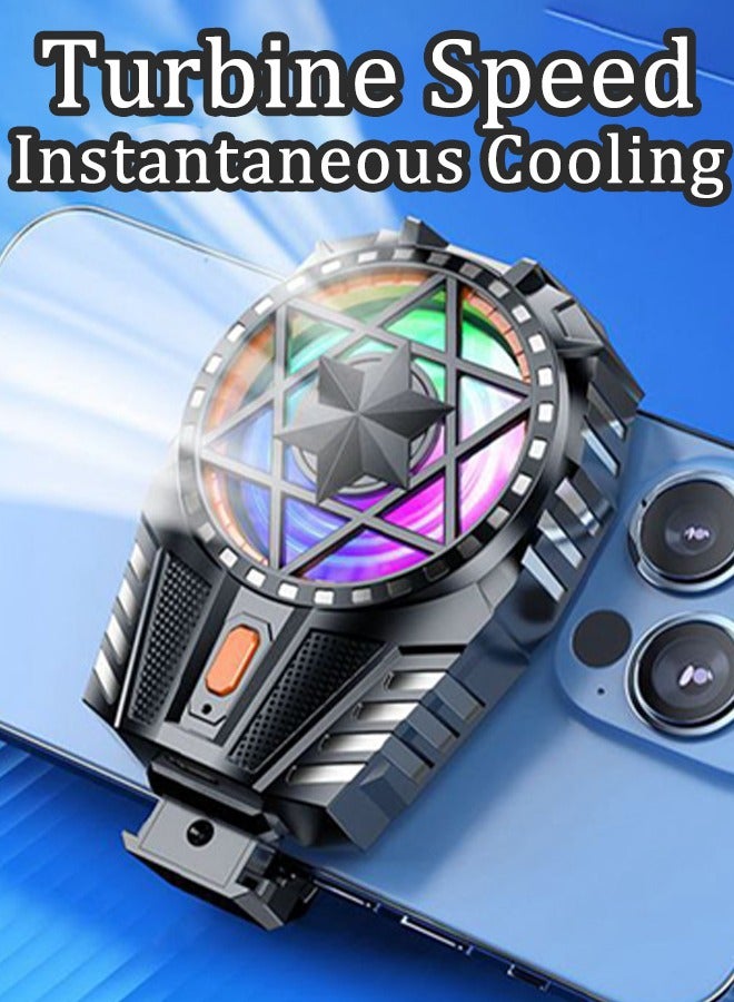 آأزورب مبرد جوال مع مروحة تبريد جوال سريعة الجوال بضوء متلألئ لتشغيل تيك توك والألعاب بصمت لجميع هواتف آيفون والأندرويد، مروحة تبريد للجوال جوال مثالية لحرارة الهاتف - Image 1