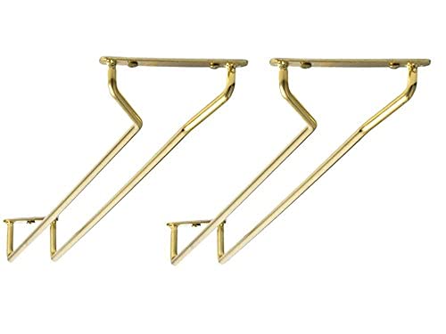 Great Credentials Set of 2-10-Inch Long  Wine Glass Rack  Wire Hanging Rack  Wine Glass Hanging Rack  Wire Wine Glass Hanger Rack  Stemware Rack  Under Cabinet  Brass Finish - Image 2