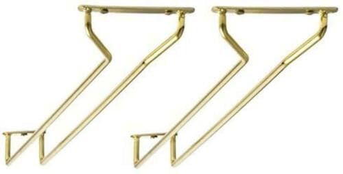 Great Credentials Set of 2-10-Inch Long  Wine Glass Rack  Wire Hanging Rack  Wine Glass Hanging Rack  Wire Wine Glass Hanger Rack  Stemware Rack  Under Cabinet  Brass Finish - Image 1