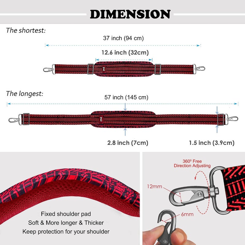 ZINZ Shoulder Strap, 79" Padded Adjustable Shoulder Bag Straps Replacement for Bags with D-Ring - Image 1