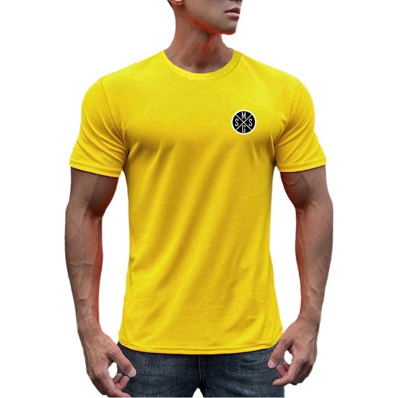 Muscle Men''s Fitness sports T-shirt new slim elastic quick-drying mesh bottoming shirt national fashion GYM cross-border - Image 1