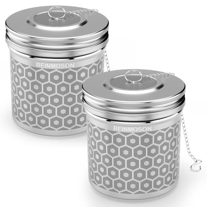 2 PACK EXTRA LARGE TEA INFUSER FOR LOOSE TEA SPICE INFUSER FOR COOKING EXTRA FINE MESH LARGE TEA STRAINERS FOR LOOSE TEA 304 STAINLESS STEEL LOOSE LEAF TEA STEEPER