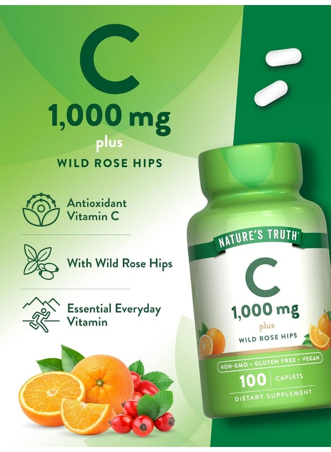 natures truth أقراص فيتامين C 1000 ملغ مع ثمار الورد البري للبالغين - Image 5