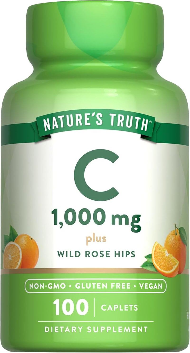 natures truth أقراص فيتامين C 1000 ملغ مع ثمار الورد البري للبالغين - Image 1