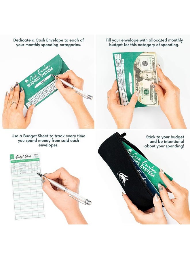 Clever Fox Cash Envelopes for Budget System - Money Envelopes for Budgeting and Saving, 12 Pack of Assorted Colors, Tear and Water Resistant, Includes Carry Pouch & 12 Expense Tracking Budget Sheets - Image 2