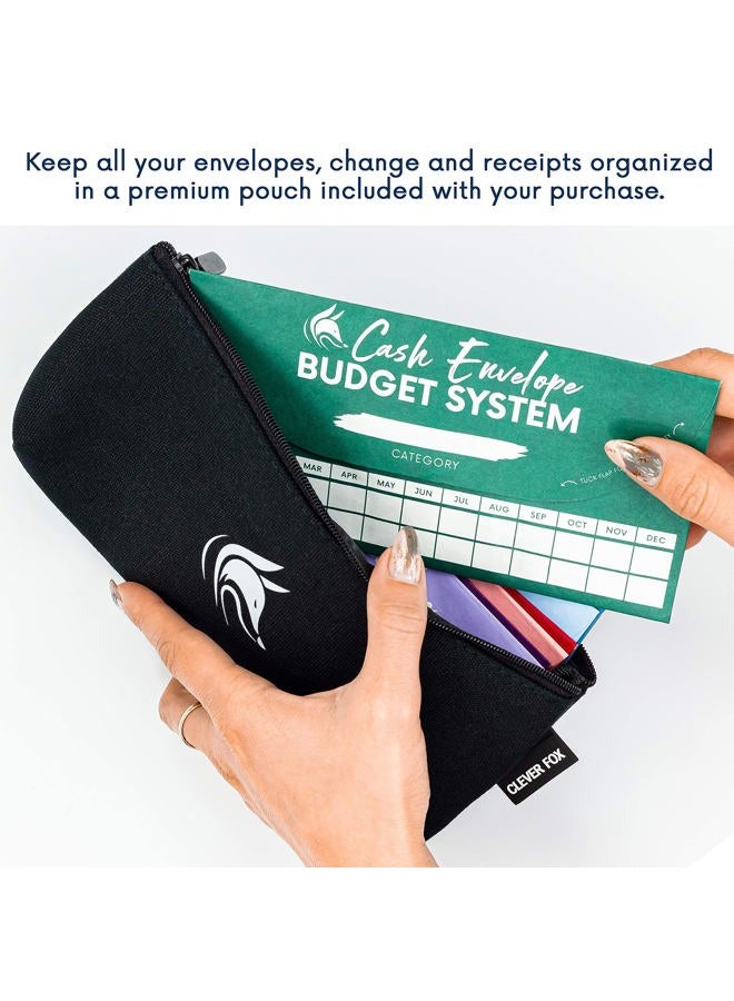 Clever Fox Cash Envelopes for Budget System - Money Envelopes for Budgeting and Saving, 12 Pack of Assorted Colors, Tear and Water Resistant, Includes Carry Pouch & 12 Expense Tracking Budget Sheets - Image 5