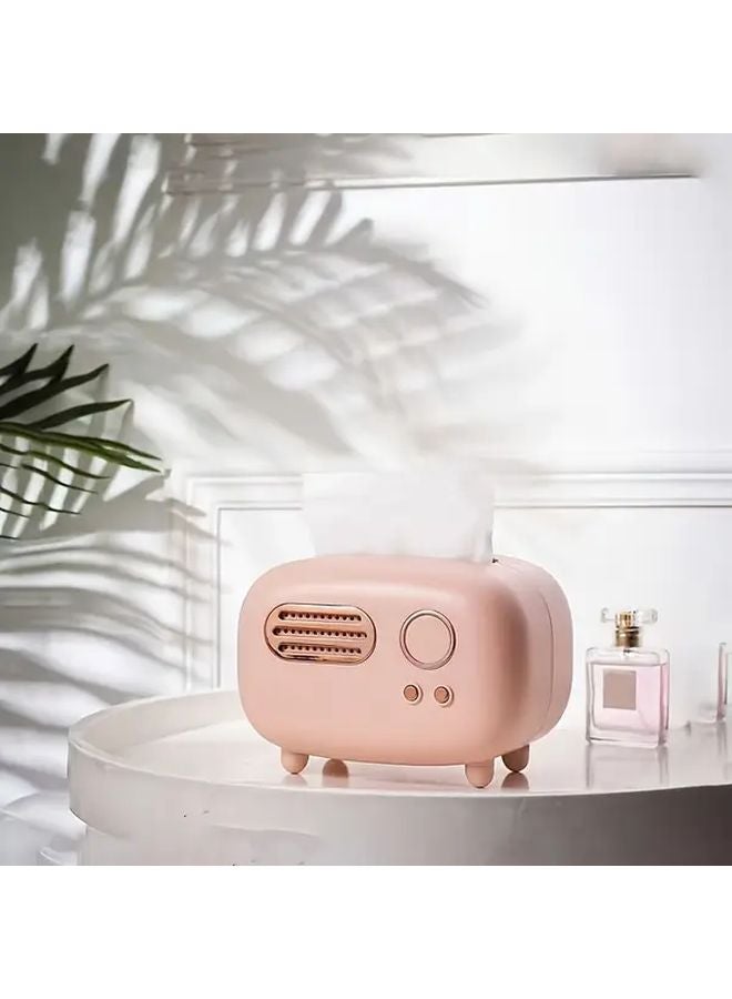 Red Retro Plastic Tissue Box with Built In Radio Vintage Tabletop Paper Storage Organizer - Image 4