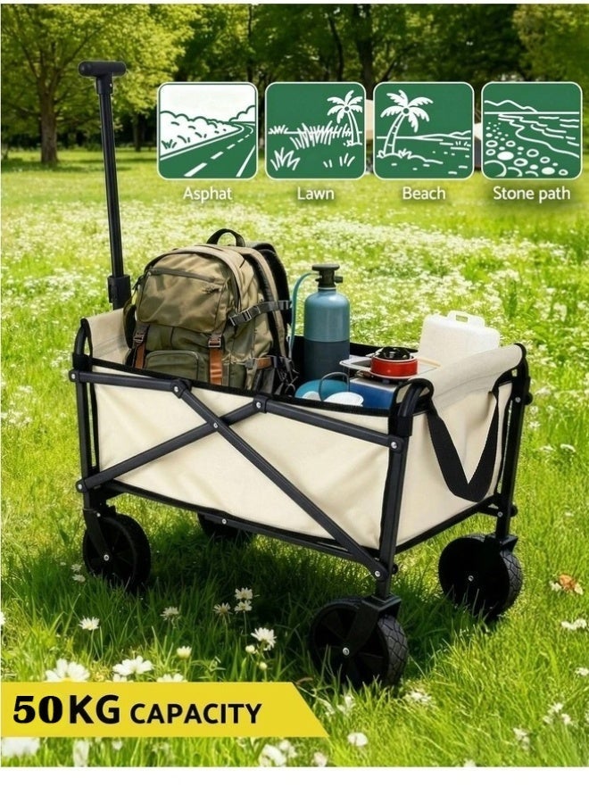 PHISMA Folding Wagon Garden Cart Folding Trolley Cart Outdoor Wagon Collapsible With Removable Fabric Festival Garden Camping Picnic Cart Supports Max 265lbs Capacity Transport Trailer - Image 2